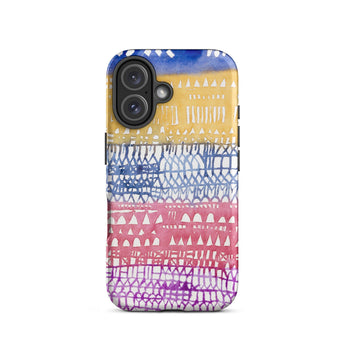 Old City - Paul Klee Phone Case Iphone 16 / Matte Vibrant Watercolor-patterned Phone Case Horizontal Bands Blue Yellow Paul Klee Iphone