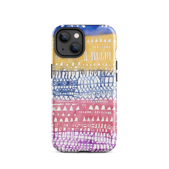 Old City - Paul Klee Phone Case Iphone 14 / Gloss Vibrant Watercolor-style Phone Case Horizontal Bands Blue Yellow Paul Klee Iphone Case,