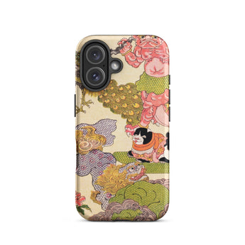 Oni Peacock Cat and Shishi - Utagawa Kunisada Phone Case Iphone 16 / Matte Artistic Phone Case Utagawa Kunisada’s Astonishing, Astonishing