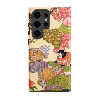 Oni Peacock Cat and Shishi - Utagawa Kunisada Phone Case Samsung Galaxy S24 Ultra / Matte Vibrant Vintage-style Phone Case Detailed