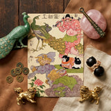 Oni Peacock Shishi Cat and Insect - Utagawa Kunisada Art Print / Canvas Central Object Rectangular Cream-colored Illustrated Postcard