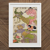 Oni Peacock Shishi Cat and Insect - Utagawa Kunisada Art Print / Canvas Vintage Japanese Sumo Wrestler Intricate Floral, Absurd Ballet