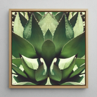Open Wide - Agave Plant Op Art Framed Canvas, 12x12’’ / 31x31cm / Natural Floating Frame, Framed Square Canvas Print Mirrored Agave Plant
