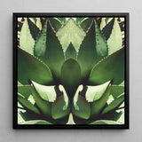 Open Wide - Tirage d’art op art d’agave succulente / Toile, 12x12’’ / 31x31cm / Cadre noir, Affiches, impressions et œuvres d’art visuel, Toby Leon