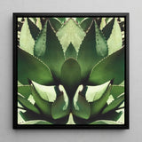 Open Wide - Succulent Agave Op Art Print / Canvas Black-framed Square Symmetrical Mirrored Design Vibrant Agave’s Kaleidoscopic Allure,