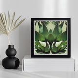 Open Wide - Succulent Agave Op Art Print / Canvas Framed Abstract Symmetrical Green Leaves Agave’s Kaleidoscopic Allure, Verdant Vision