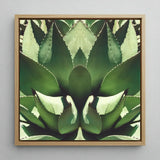 Open Wide - Succulent Agave Op Art Print / Canvas Square-framed Artwork Symmetrical Mirrored Close-up Vibrant Green Agave’s Kaleidoscopic