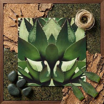 Open Wide - Succulent Agave Op Art Print / Canvas Square-framed Print Symmetrical Vibrant Green Agave Plant Sharp Agave’s Kaleidoscopic