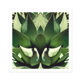 Open Wide - Succulent Agave Op Art Print, Sharp-edged Green Agave Plant Leaves Arranged Symmetrical Pattern