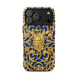 Open-work Panel - Matthew Digby Wyatt Phone Case Iphone 17 Pro Max / Matte Gold Lion Head Phone Case Intricate Blue Design Matthew Digby