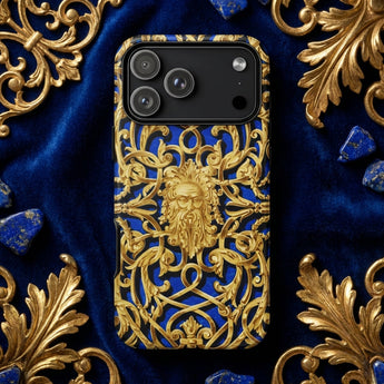 Open-work Panel - Matthew Digby Wyatt Phone Case Luxurious Gold Blue Ornate Phone Case Detailed Embossed Matthew Digby Wyatt, Open-work