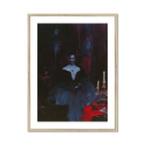 Orpheus - Gay Vampire Art Print, Ghostly Figure Dark Clothing White Collar Shadowy Backdrop
