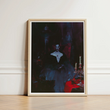 Framed Art Print Gothic Figure Dark Attire Moody Gay Vampire, Opulence, Queer Decadence