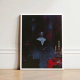 Framed Artwork Gothic Figure Black Attire White Face Gay Vampire Art, Opulence, Queer Decadence