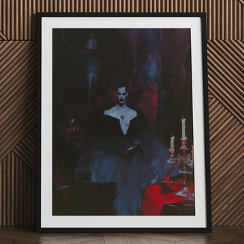 Orpheus - Gay Vampire Art Print / Canvas Black-framed Art Print Gothic-style Portrait Figure Elegant Dark Gay Vampire Art, Gothic Opulence,