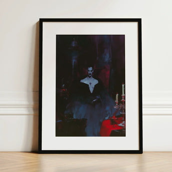 Orpheus - Gay Vampire Art Print / Canvas Black-framed Gothic-style Portrait Woman Elegant Dark, Gothic Opulence, Queer Decadence Prints