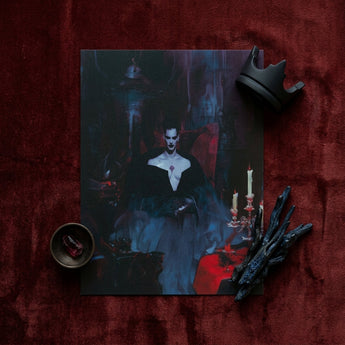 Orpheus - Gay Vampire Art Print / Canvas Darkly Themed Portrait Print Gothic Figure Black Attire Gay Vampire Art, Opulence, Queer Decadence