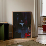 Orpheus - Gay Vampire Art Print / Canvas Framed Artwork Woman Dark Attire Red Accents Set Gay Vampire Art, Gothic Opulence, Queer Decadence