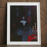 Orpheus - Gay Vampire Art Print / Canvas White-framed Artwork Gothic Figure Elegant Black Gown Red, Opulence, Queer Decadence Prints