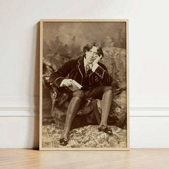 Sepia-toned Framed Portrait Oscar Wilde Printed Matte Paper, Napoleon Sarony, Albumen Silver Print, Pure Self-constructed Argument,