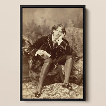 Oscar Wilde - Napoleon Sarony Art Print / Canvas Black-framed Portrait Dark Velvet Jacket Patterned, Albumen Silver, Pure Self-constructed