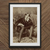Oscar Wilde - Napoleon Sarony Art Print / Canvas Black-framed Portrait Dark Velvet Suit, Albumen Silver, Pure Self-constructed Argument,