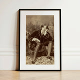 Oscar Wilde - Napoleon Sarony Art Print / Canvas Black-framed Portrait Sepia Tones White, Albumen Silver, Pure Self-constructed Argument,
