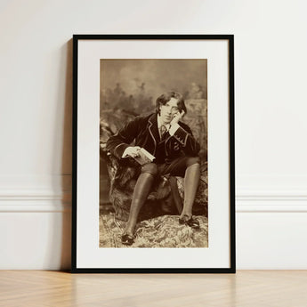 Oscar Wilde - Napoleon Sarony Art Print / Canvas Black-framed Portrait Sepia Tones White, Albumen Silver, Pure Self-constructed Argument,