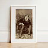 Oscar Wilde - Napoleon Sarony Art Print / Canvas Sepia-toned Framed Portrait Man Formal Attire Seated Book Oscar Wilde, Napoleon Sarony,