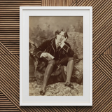 Oscar Wilde - Napoleon Sarony Art Print / Canvas White-framed Vintage Portrait Print Oscar Wilde Dark Velvet Wilde, Napoleon Sarony,