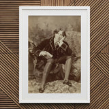 Oscar Wilde - Napoleon Sarony Art Print / Canvas White-framed Vintage Portrait Dark Velvet, Albumen Silver, Pure Self-constructed Argument,