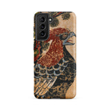 Otsu-e of Eagle - Edo Art Phone Case Samsung Galaxy S21 Fe / Matte Vintage-style Detailed Illustration Red Black Bird Ancient Tempest Hums,
