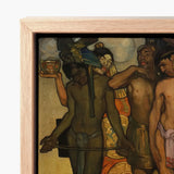 Framed Canvas Print Vibrant Impressionistic Painting Figures Earthy Ancient Gods, Saturnino Herrán Pressed, Picture’s Lower Two-thirds,