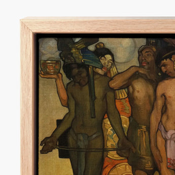 Framed Canvas Print Vibrant Impressionistic Painting Figures Earthy Ancient Gods, Saturnino Herrán Pressed, Picture’s Lower Two-thirds,