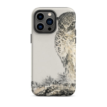 Owl and Fir Tree - Numata Kashu Kachō-e Phone Case Iphone 14 Pro Max / Matte Owl-themed Phone Case Numata Kashu, Nocturnal Sentinel, Time’s