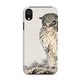 Owl and Fir Tree - Numata Kashu Kachō-e Phone Case Iphone Xr / Matte Phone Case Artistic Illustration Owl Eyes Detailed Feather Numata