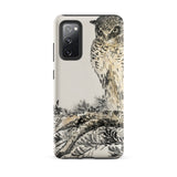Owl and Fir Tree - Numata Kashu Kachō-e Phone Case Samsung Galaxy S20 Fe / Matte Sleek Phone Case Detailed Black Cream-colored Owl Perched