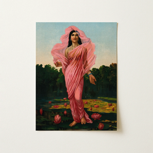 Padmini the Lotus Lady - Raja Ravi Varma Art Print / Canvas, 12x16’’ / 31x41cm / Unframed / no Border, Posters Prints & Visual Artwork,