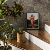 Padmini the Lotus Lady - Raja Ravi Varma Art Print / Canvas Framed Artwork Woman Pink Fabric Amidst Flowers, Sanskrit Erotology Classified,