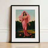 Padmini the Lotus Lady - Raja Ravi Varma Art Print / Canvas Framed Woman Pink Fabric Among, Sanskrit Erotology Classified, Women, Sat