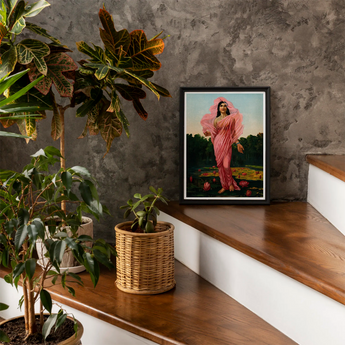 Padmini the Lotus Lady - Raja Ravi Varma Art Print / Canvas, Ravi Varma, Raja Ravi Varma, Raja Ravi, Sanskrit Erotology Classified,