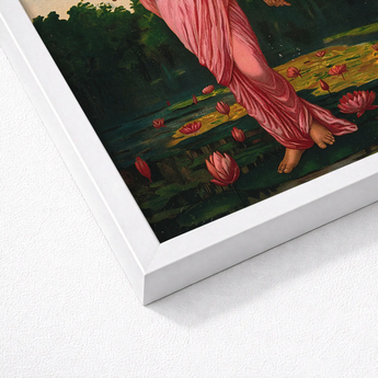 Framed Artwork Figure Pink Fabric Lily Pads Water Ravi Varma, Raja, Sanskrit Erotology Classified, Women, Padmini Sat Highest, Academic