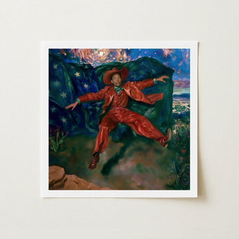 Paint the Town - Gay Country Music Star Art Print / Canvas Vibrant Red Leather Cowboy Suit Hat Worn Figure, Magic, Prints