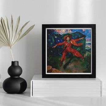 Paint the Town - Gay Country Music Star Art Print / Canvas Framed Colorful Painting Figure Red Clothing Vibrant Background, Magic, Prints
