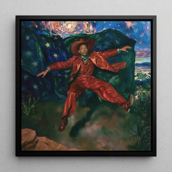 Paint the Town - Gay Country Music Star Art Print / Canvas Framed Painting Man Shiny Red Suit Cowboy Hat, Magic, Prints