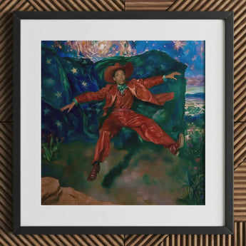 Paint the Town - Gay Country Music Star Art Print / Canvas Vibrant Framed Painting Man Red Suit Hat Starry, Magic, Prints
