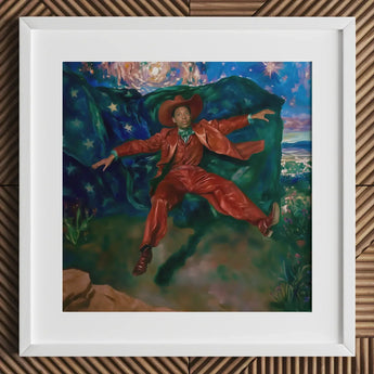 Paint the Town - Gay Country Music Star Art Print / Canvas Vibrant Framed Painting Man Red Suit Hat Starry, Magic, Prints