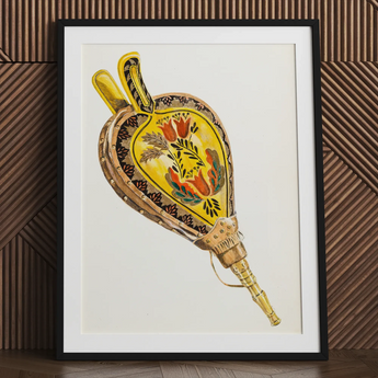 Painted Bellows - Stampa folk art di Ella Josephine Sterling / Tela, 24x32’’ / 61x81cm / Cornice nera / Passepartout, Posters Prints & Visual
