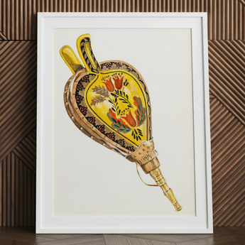 Painted Bellows - Stampa folk art di Ella Josephine Sterling / Tela, 24x32’’ / 61x81cm / Cornice bianca / Passepartout, Posters Prints & Visual