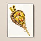 Painted Bellows - Ella Josephine Sterling Folk Art Print / Canvas Vibrant Yellow Hand-painted Flintlock Pistol Intricate Floral Leaf,
